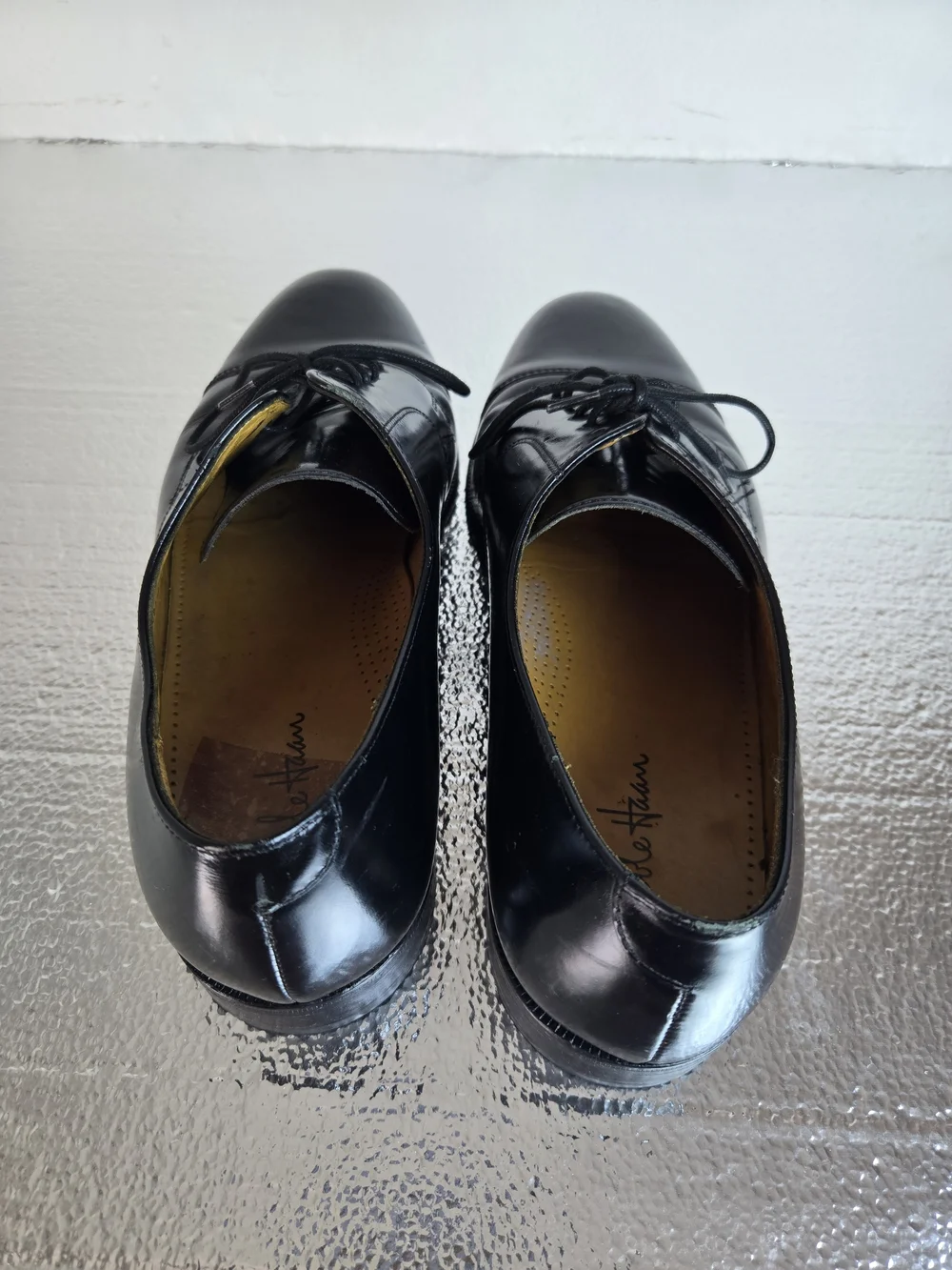 Cole Haan Black Leather Cap-Toe Derby Oxfords